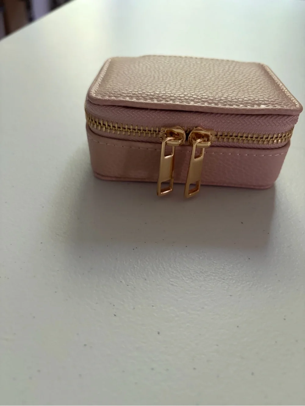 Four Corners Weekly Pill Organizer/Jewelry Travel Case  Blush with Gold Hardware